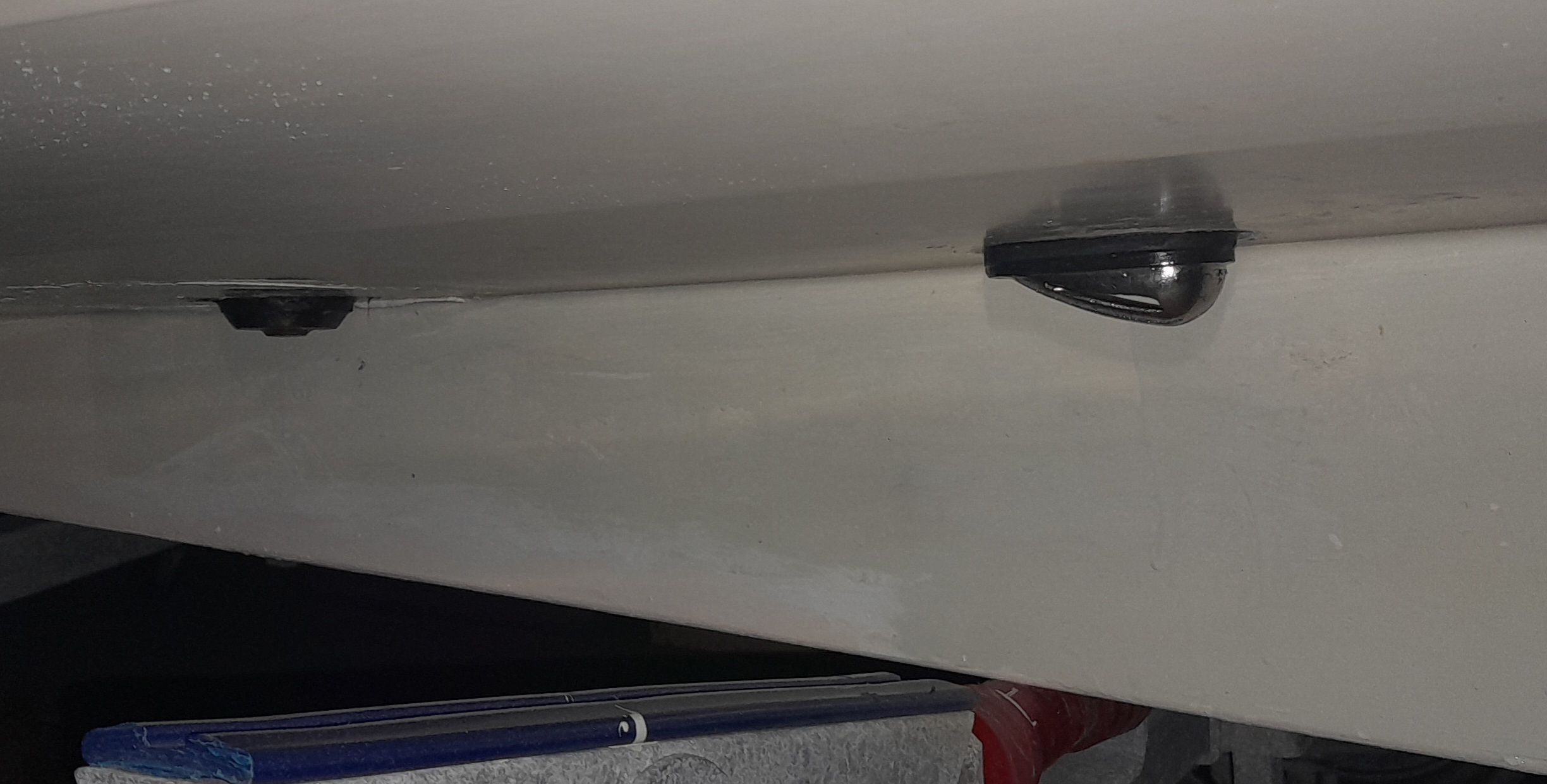 The new water scoop fitted to the through hull hole previously used for the condensor.